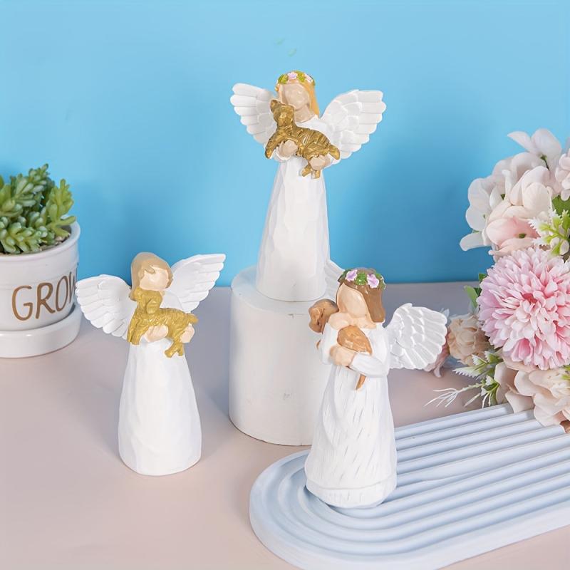 Resin Angel Statue Pet Memorial Supplies Cat Dog Souvenirs