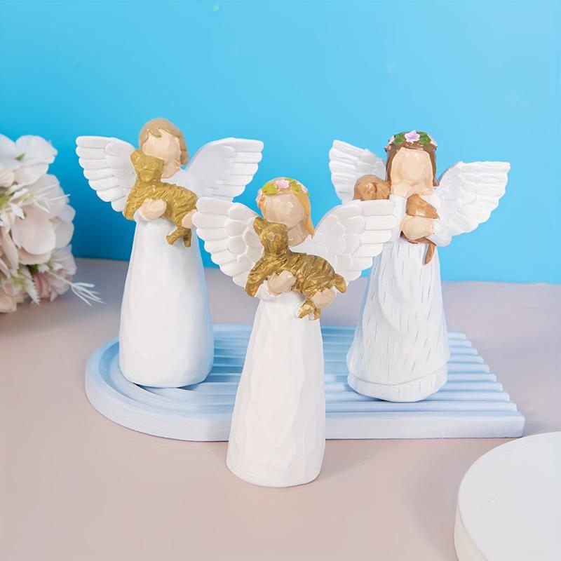Resin Angel Statue Pet Memorial Supplies Cat Dog Souvenirs