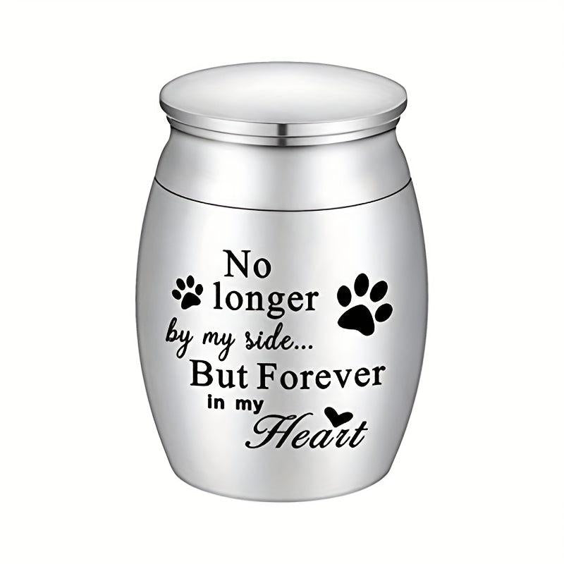 Stainless Steel Pet Paw Print Urn Dog Ashes Container Memorial Cremation