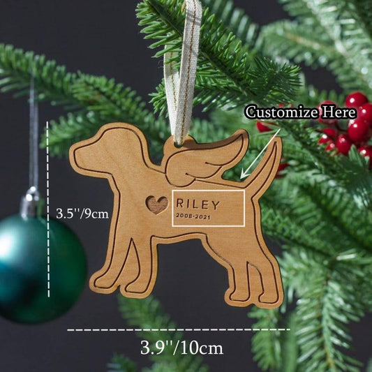 Personalized Dog Memorial Carved Ornament Pet Loss Gift