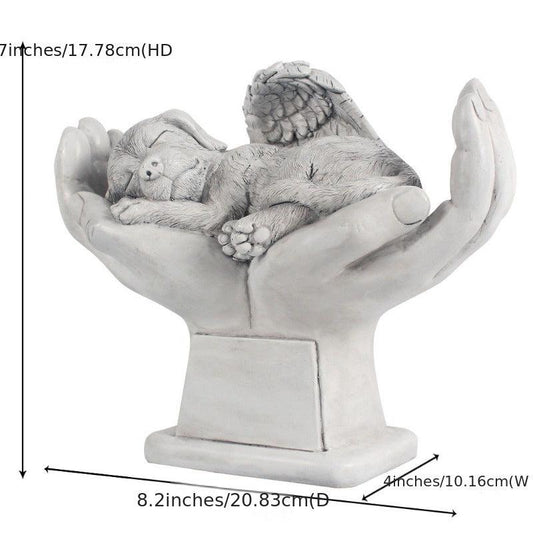 Dog Pet Grave Marker Angel Statue In God's Hands Pet Headstone