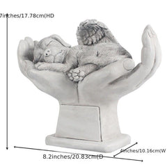Dog Pet Grave Marker Angel Statue In God's Hands Pet Headstone