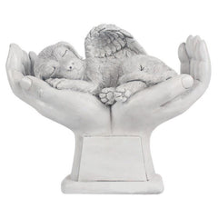Dog Pet Grave Marker Angel Statue In God's Hands Pet Headstone