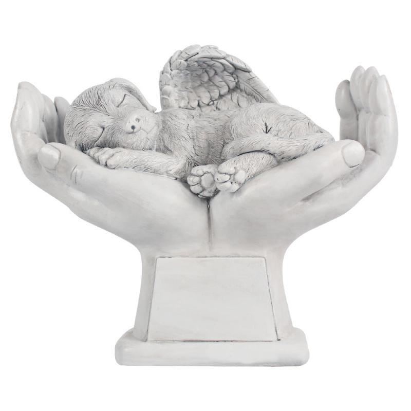 Dog Pet Grave Marker Angel Statue In God's Hands Pet Headstone