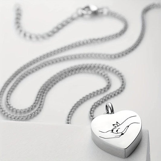 Stainless Steel Heart Urn Necklace for Ashes Cremation Jewelry