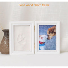 Dog Paw Print Kit Pet Paw Print Impression Kit Wooden Pet Memorial Photo Frame