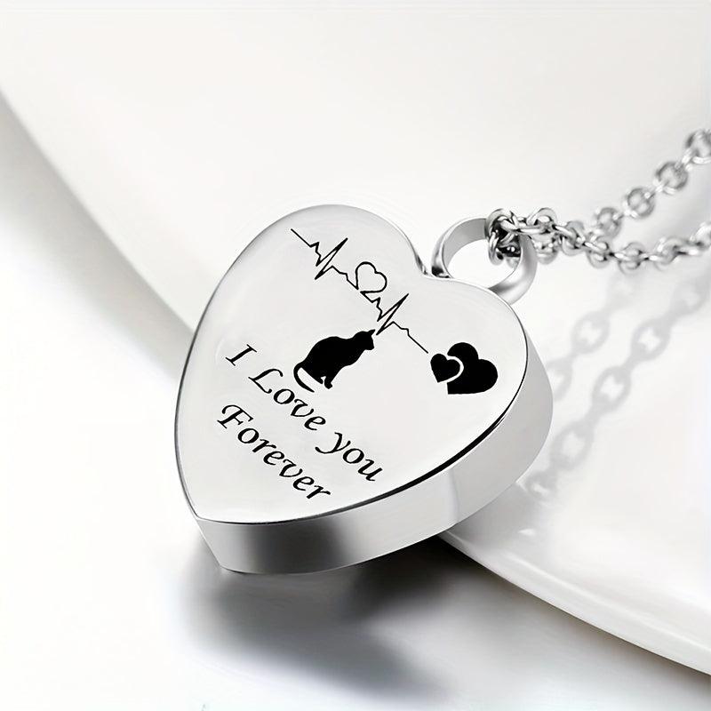 Pet Memorial Necklace Heart Pendant for Ashes