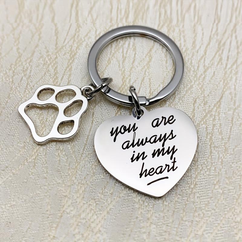 In My Heart Pet Memorial Keychain for Dog Cat Owners
