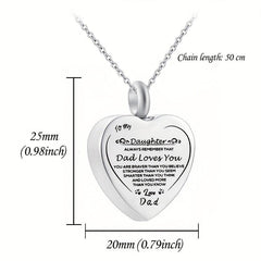 Heart Cremation Urn Necklace Stainless Steel Pendant Keepsake Gift