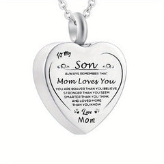 Heart Cremation Urn Necklace Stainless Steel Pendant Keepsake Gift