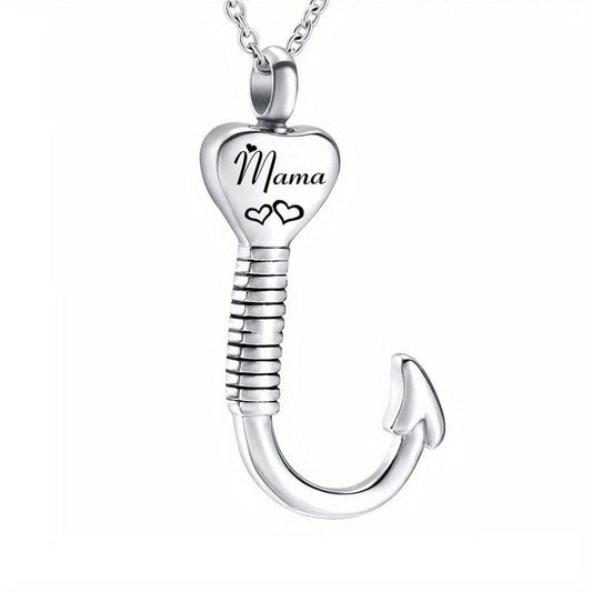 Waterproof Heart Fish Hook Cremation Jewelry Ashes Urn Necklace