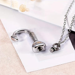 Waterproof Heart Fish Hook Cremation Jewelry Ashes Urn Necklace