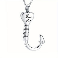 Waterproof Heart Fish Hook Cremation Jewelry Ashes Urn Necklace