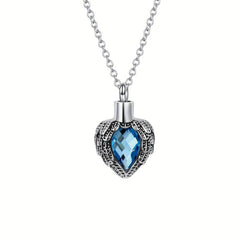 Heart Urn Necklace Birthstone Stainless Steel Ashes Pet Friends