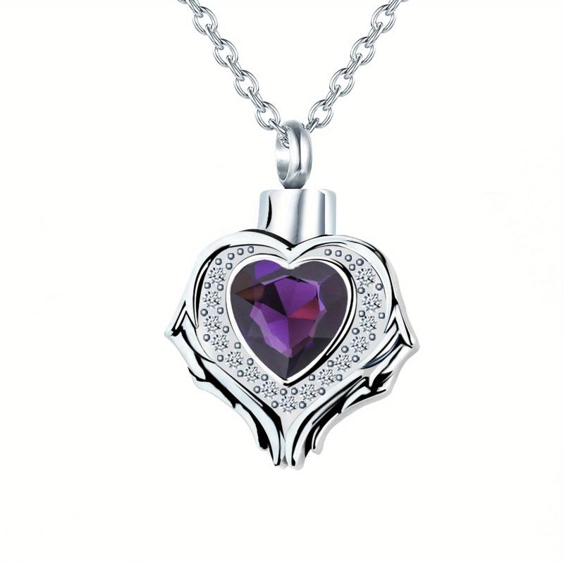 Heart Memorial Urn Necklace Pendant 12 Birthstone Colors Keepsake Crystal Ashes