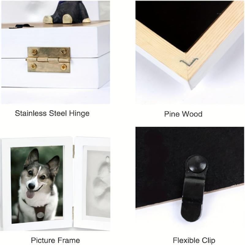 Personalized Pet Pawprint Keepsake Kit Picture Frame with Clay Imprint