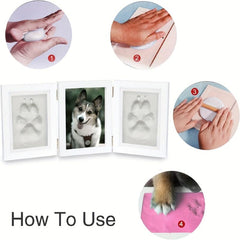Personalized Pet Pawprint Keepsake Kit Picture Frame with Clay Imprint
