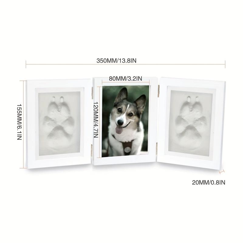 Personalized Pet Pawprint Keepsake Kit Picture Frame with Clay Imprint
