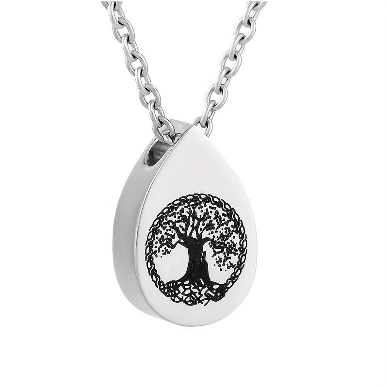 Tree of Life Teardrop Urn Necklace for Ashes
