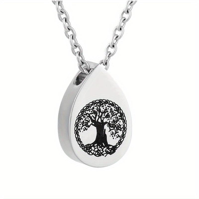 Tree of Life Teardrop Urn Necklace for Ashes