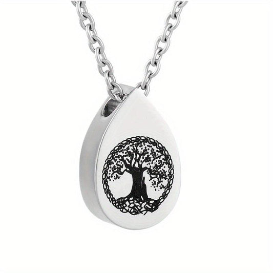 Tree of Life Teardrop Urn Necklace for Ashes