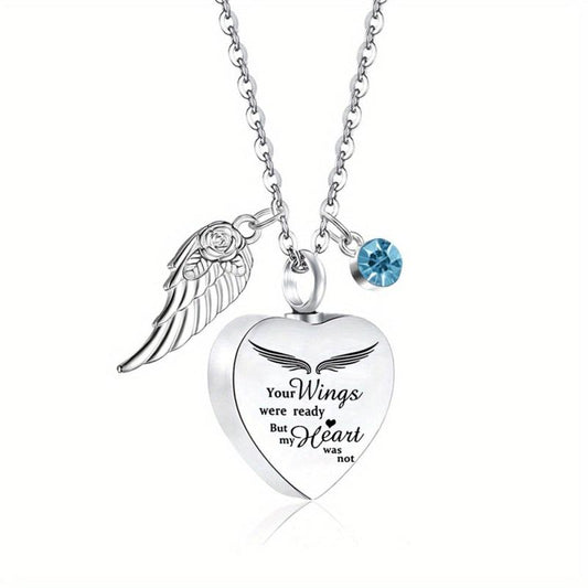 Heart Shaped Pet Necklace with Birthstones Stainless Steel Memory Keeper