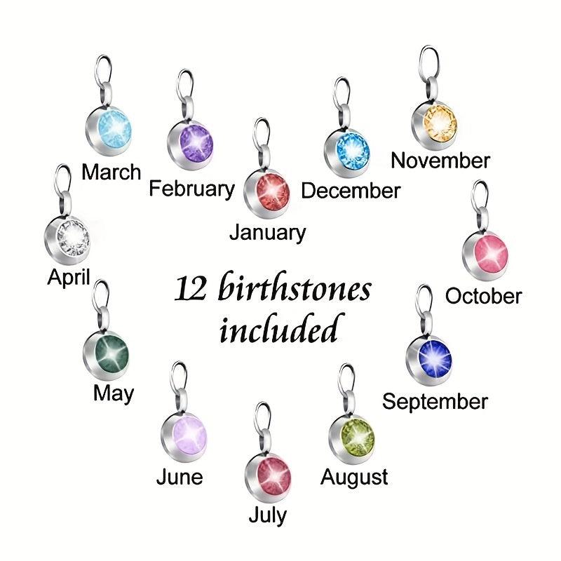 Heart Shaped Pet Necklace with Birthstones Stainless Steel Memory Keeper