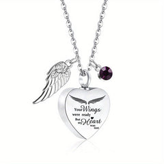 Heart Shaped Pet Necklace with Birthstones Stainless Steel Memory Keeper