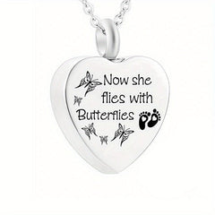 Pet Memorial Pendant with Heart Shaped Stainless Steel Cremation Urn Necklace