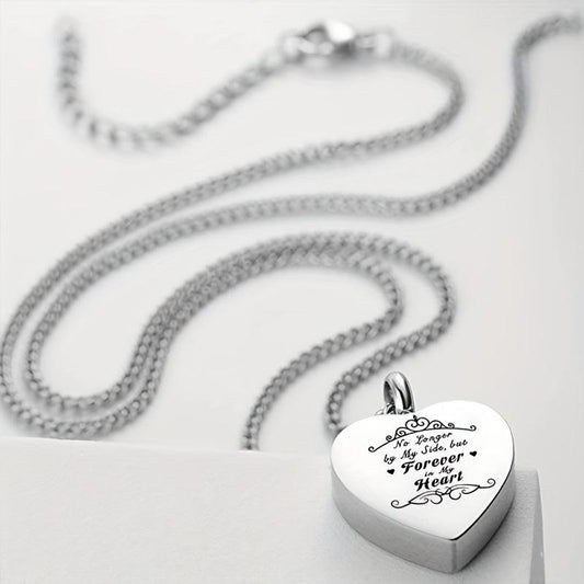 Heart Cremation Urn Ashes Necklace Forever In My Heart Stainless Steel Memorial