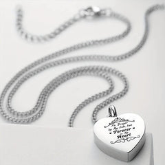 Heart Cremation Urn Ashes Necklace Forever In My Heart Stainless Steel Memorial