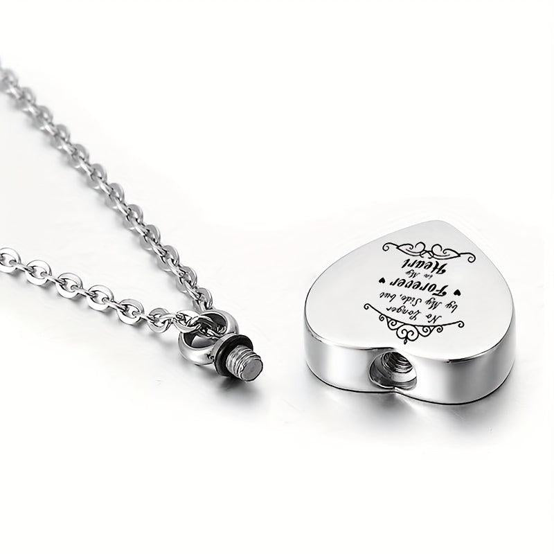 Heart Cremation Urn Ashes Necklace Forever In My Heart Stainless Steel Memorial