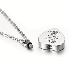 Heart Cremation Urn Ashes Necklace Forever In My Heart Stainless Steel Memorial
