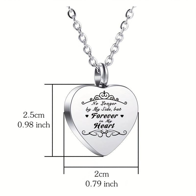 Heart Cremation Urn Ashes Necklace Forever In My Heart Stainless Steel Memorial