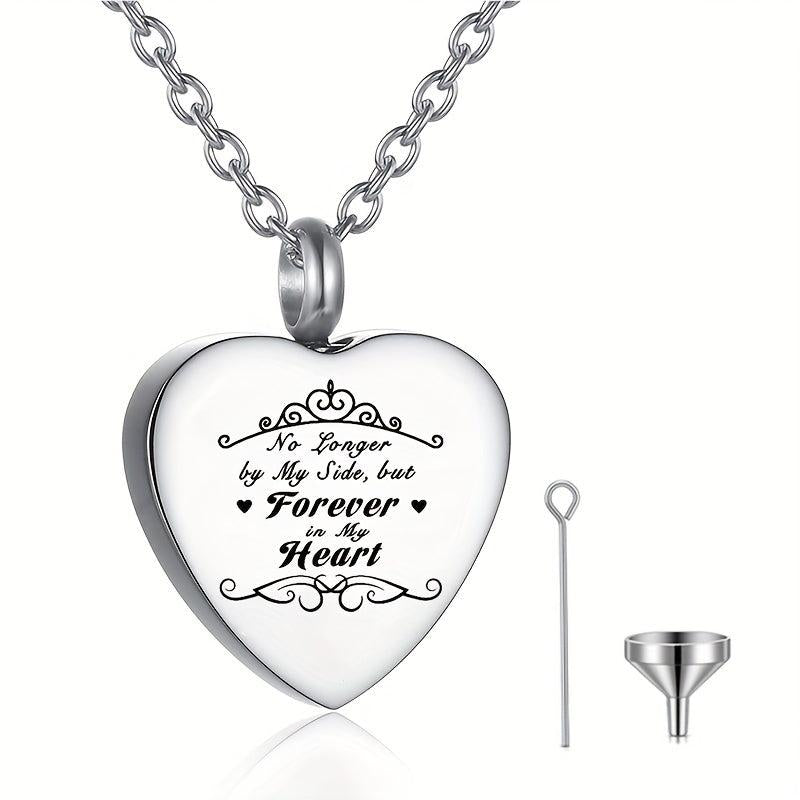 Heart Cremation Urn Ashes Necklace Forever In My Heart Stainless Steel Memorial