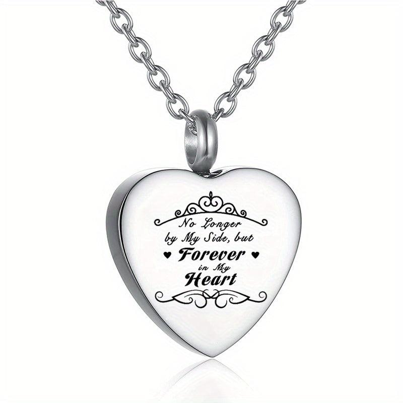Heart Cremation Urn Ashes Necklace Forever In My Heart Stainless Steel Memorial