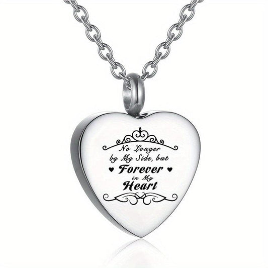 Heart Cremation Urn Ashes Necklace Forever In My Heart Stainless Steel Memorial