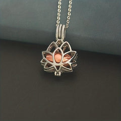 Lotus Flower Cremation Jewelry Urn Pendant Necklace Pet Memorial Gift
