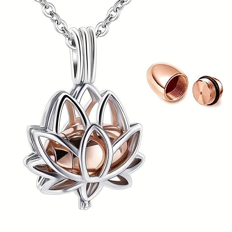 Lotus Flower Cremation Jewelry Urn Pendant Necklace Pet Memorial Gift