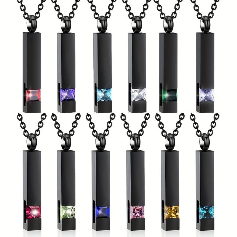 Birthstone Crystal Urn Necklace Memorial Keepsake Pendant