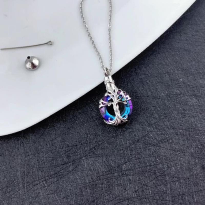 Eternal Love Dog Memorial Necklace Tree of Life Cremation Pet Urn Ashes Pendant