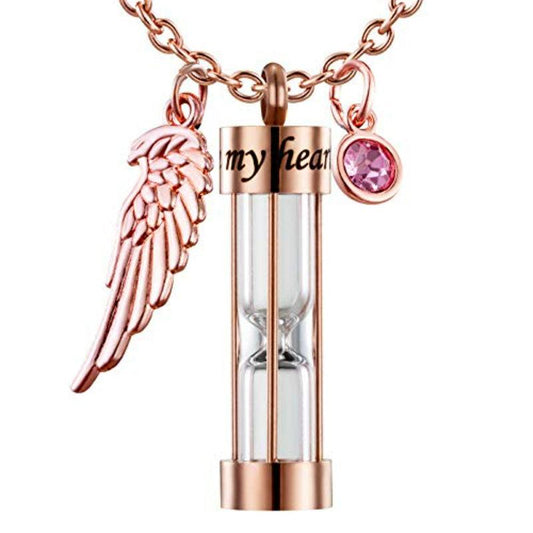 Hourglass Cremation Urn Necklace for Ashes