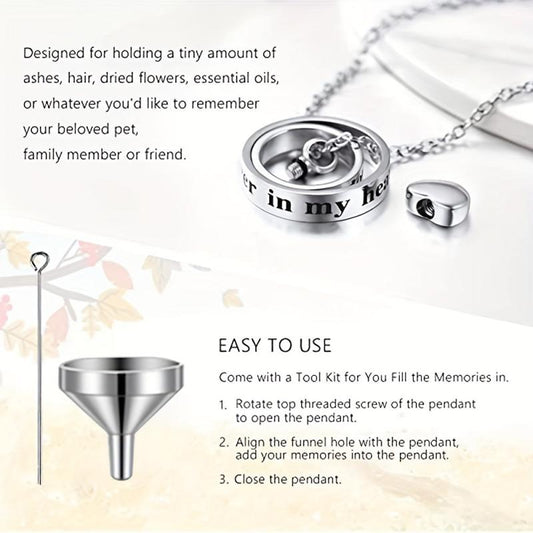 Dog Ashes Necklace Stainless Steel Locket Keepsake for Memorial Ashes