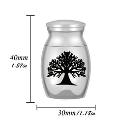 Tree of Life Pet Urn Stainless Steel Ashes Container for Dogs and Cats