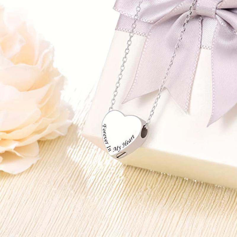 Heart Pendant Memorial Urn Necklace Ashes Holder Stainless Steel