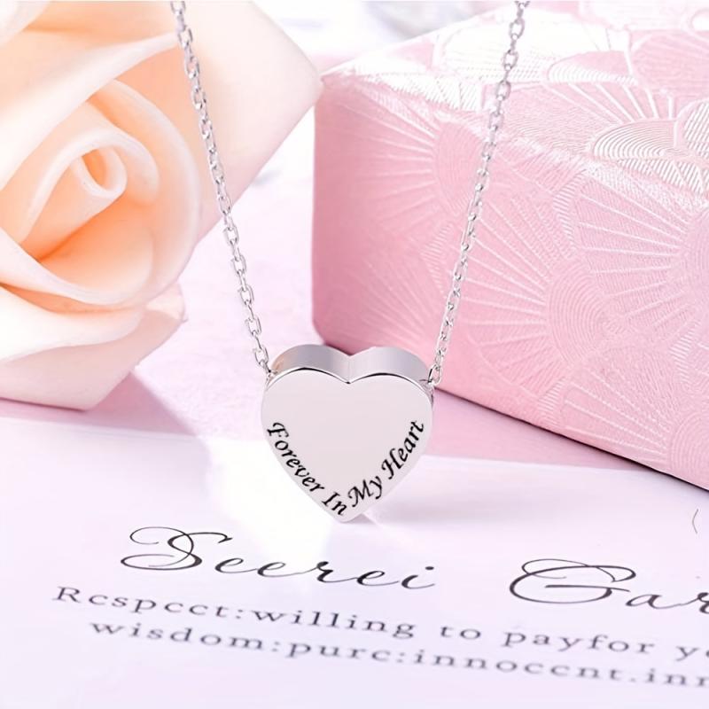 Heart Pendant Memorial Urn Necklace Ashes Holder Stainless Steel