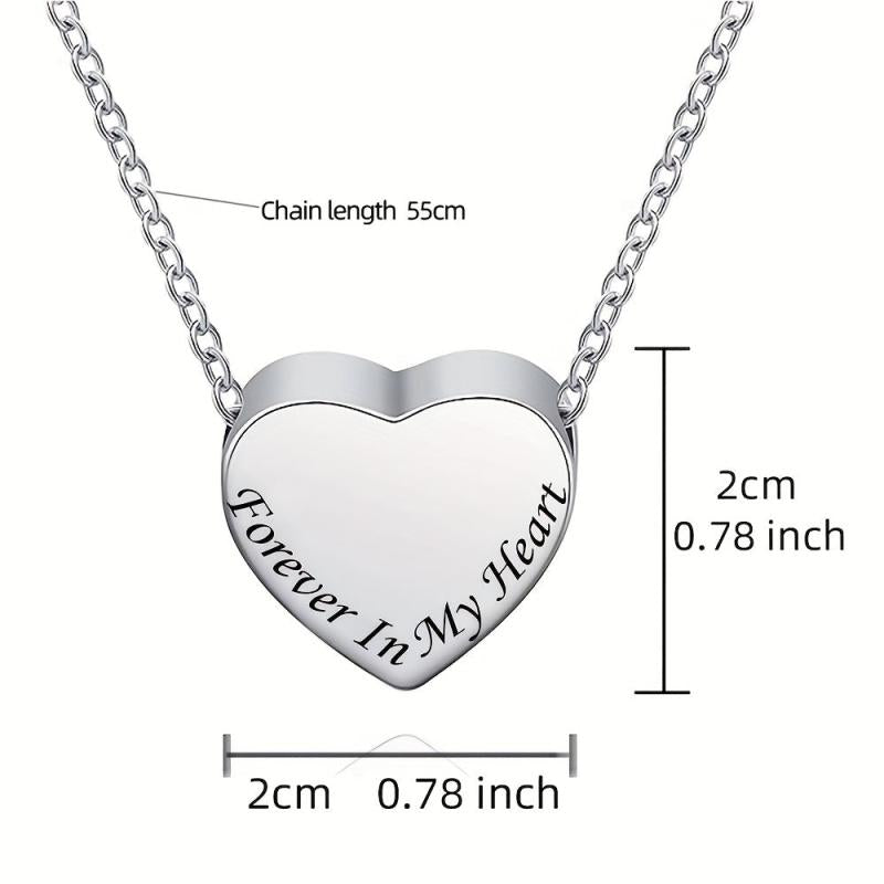 Heart Pendant Memorial Urn Necklace Ashes Holder Stainless Steel
