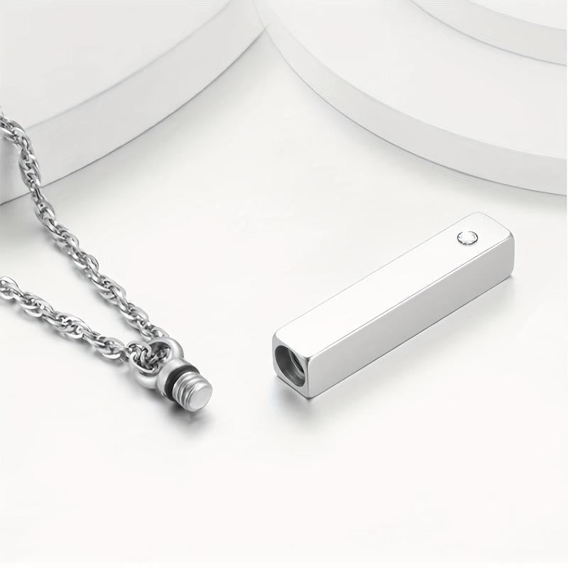 Crystal Cubic Urn Stainless Steel Locket Ashes Pendant Keepsake
