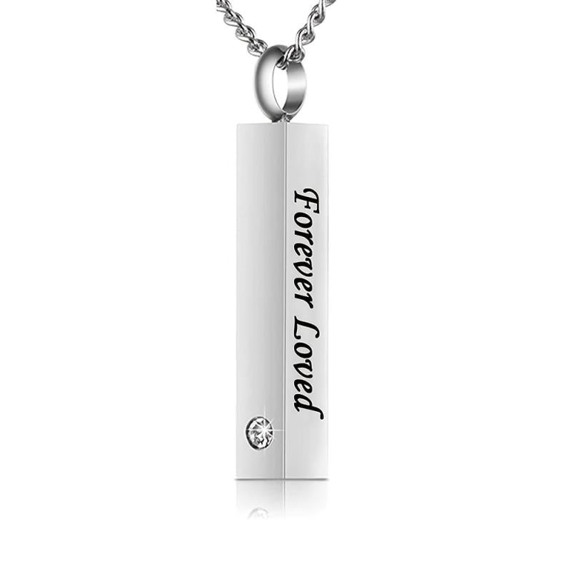 Crystal Cubic Urn Stainless Steel Locket Ashes Pendant Keepsake