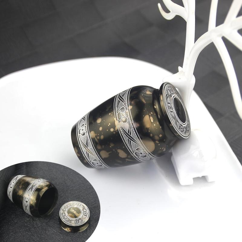 Mini Aluminum Urn For Human Pets Ashes Flower Stripe Urn Keepsake